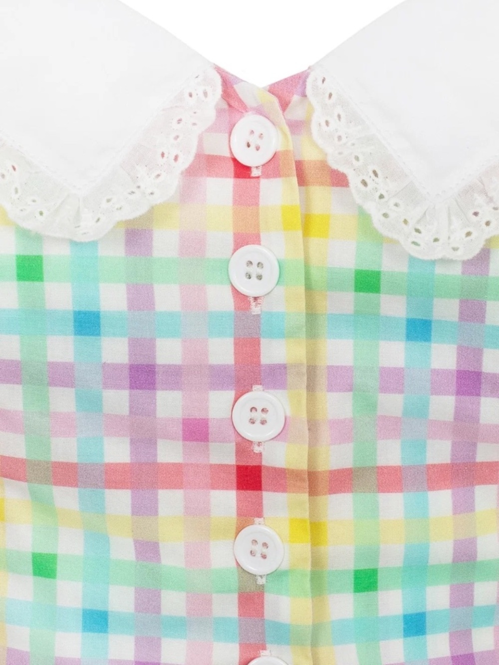 Rainbow Pastel Plaid Crop Top - Picture 5 of 6
